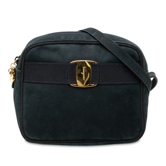 Pre-Loved Ferragamo Suede Vara Bow Crossbody